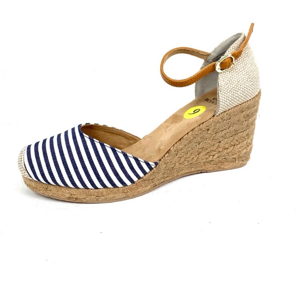 White Mountain Striped Espadrille Wedge Sandals